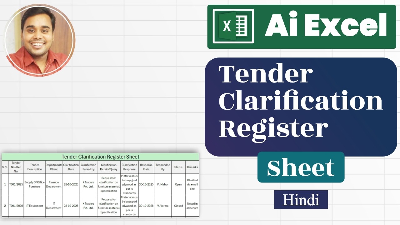 AI Se Tender Clarification Excel Sheet Kaise Banaye | Tender Clarification Excel Sheet Format