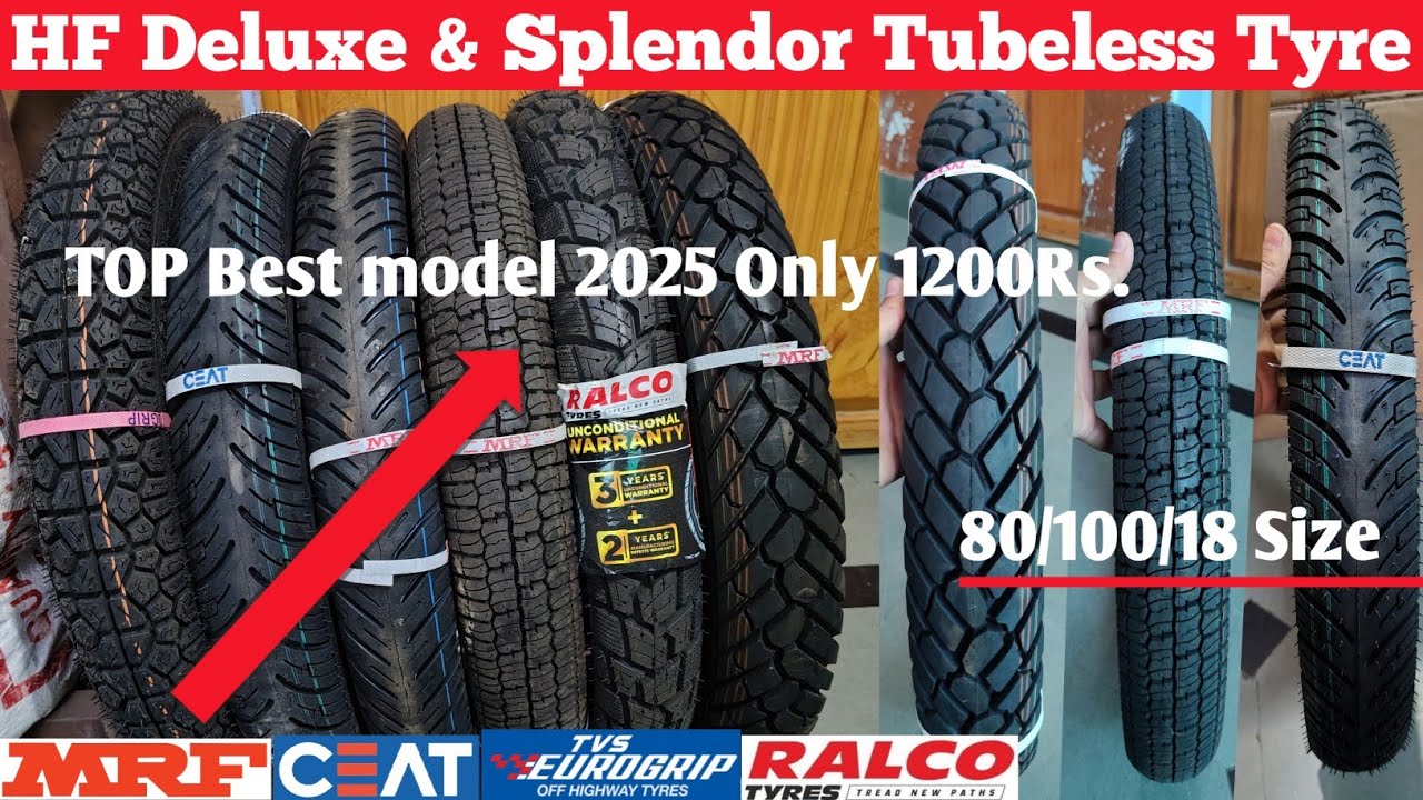 Hero Hf Deluxe Tubeless Tyre MRF TOP BEST TUBELESS TYRE 80/100/18 All MODEL TYRE ll MRF CEAT TVS