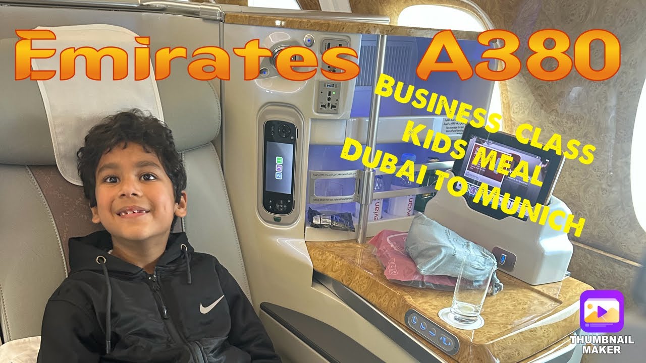 Emirates A380 business class | Full flight review | kids meal | Dubai to Munich 