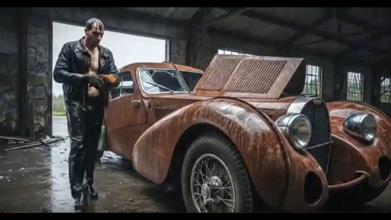 rusty body of a 1932 Bugatti Atlantic