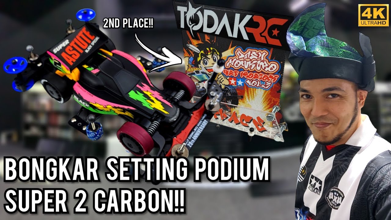 Bongkar Setting PODIUM!! Super II Carbon Chassis ProStock Setup 4K 60FPS [Mini 4WD | ミニ四駆]