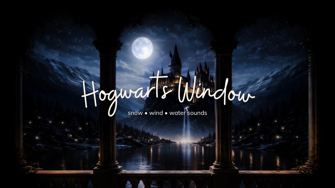 4K Harry Potter Winter Window ❄️ Hogwarts Snow Ambience for Sleep & Study