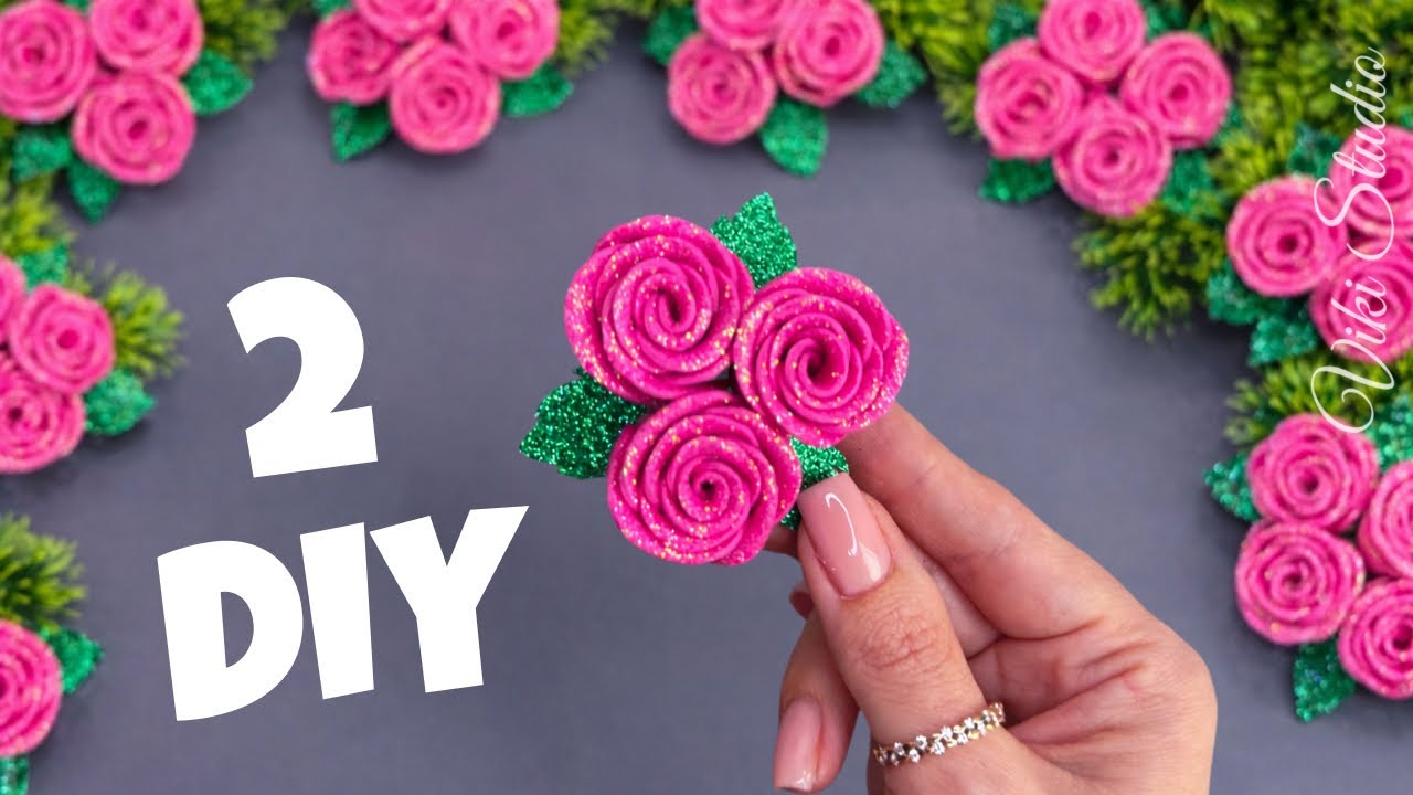2 IDEAS Easy Flowers EVA Foam Sheet Flowers DIY Tutorial Crafts