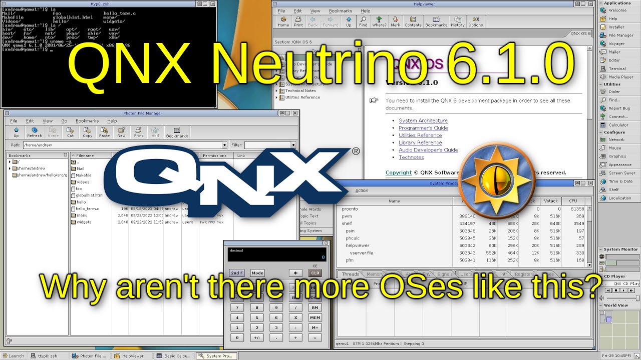 QNX Neutrino 6.1 (2001) (part 1 - intro) - widely successful but underappreciated outside embedded