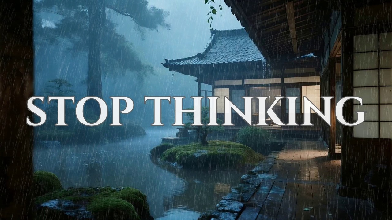 12 Hours Atmospheric Dusk Rain at Zen Temple Balcony Pond to Help Stop Overthinking Instantly 🌙