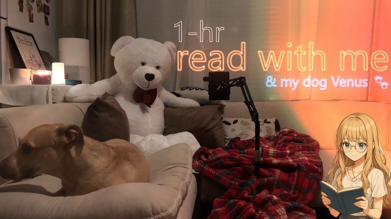 1-HOUR READ WITH ME | slow cozy evening | No music, fireplace & soft wind sounds