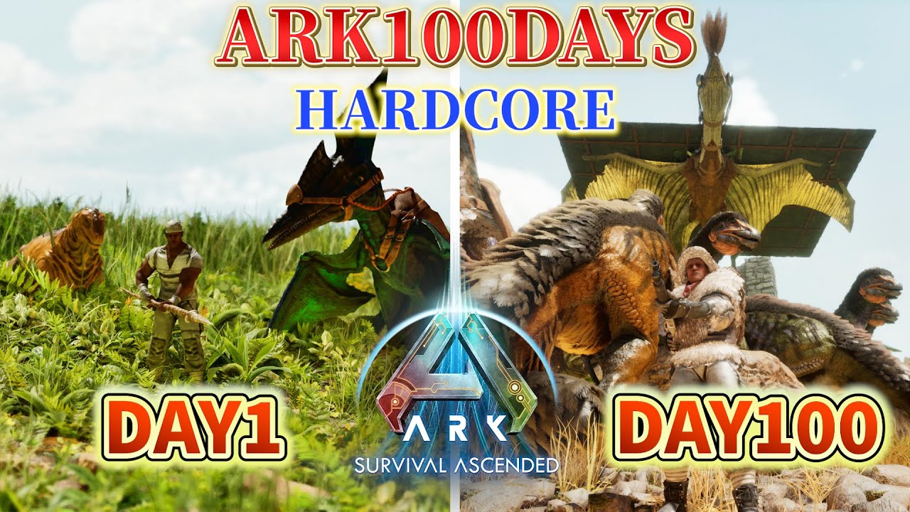 【ARK100DAYS】リメイクされたARKの世界で100日間生き残ることができるか!? 　【ハードコア100DAYS】【Ark: Survival Ascended】