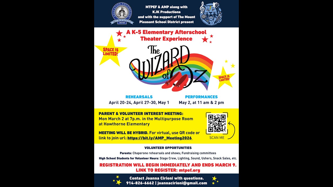 MTPLCSD K-5 Theater Wizard of Oz Parent Interest Meeting