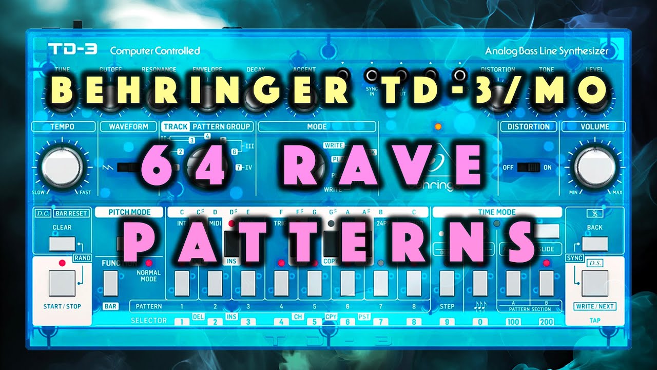 Behringer TD-3, TD-3-MO, MIDI: 303 Rave Patterns/Sequences