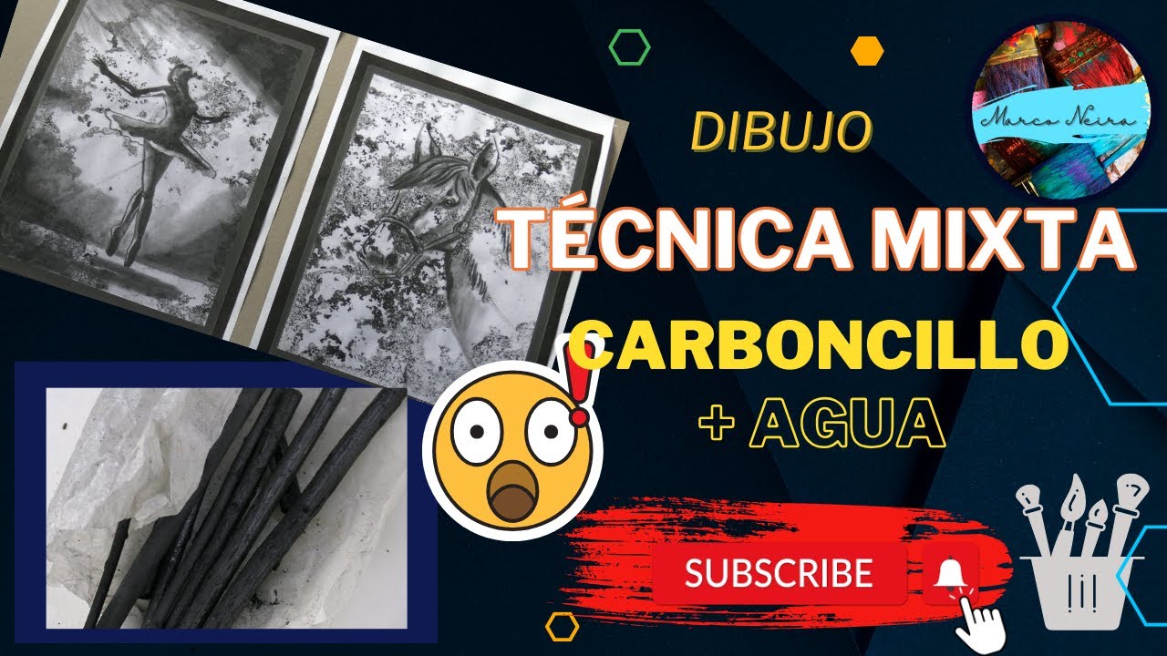 CARBONCILLO con agua. Dibujo con TÉCNICA MIXTA