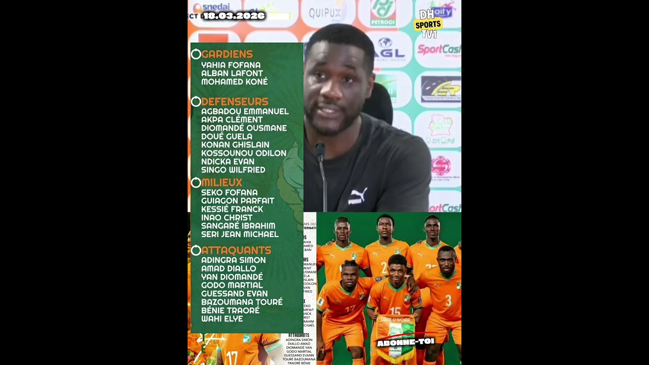 🔴 Voici la liste des 23 convoqués par le sélectionneur Faé 🇨🇮 pour le mois de mars 2026