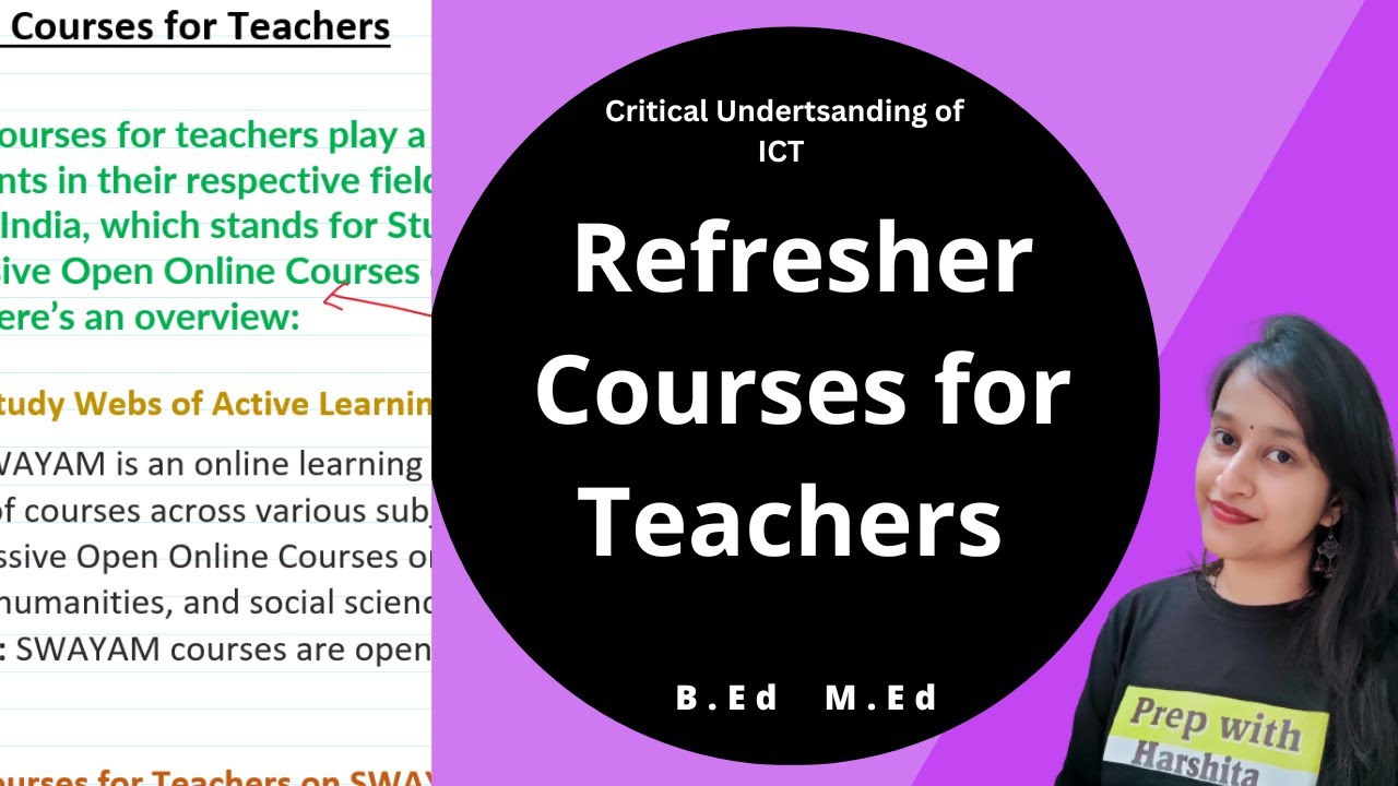 Refresher Courses for Teachers | Critical Understanding of ICT
