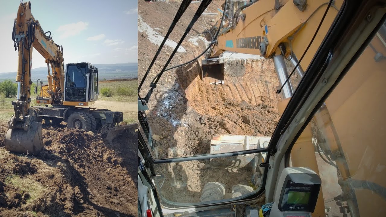 Excavation Of Retaining Wall Foundation | LIEBHERR 904 Operator Cab View POV