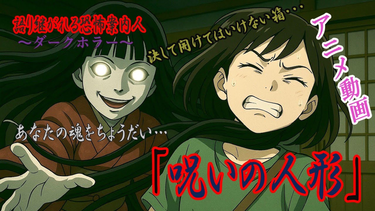 恐怖案内人～呪いの人形～　アニメ動画　サスペンスホラー　ショートストーリー　この人形を見てはいけない…