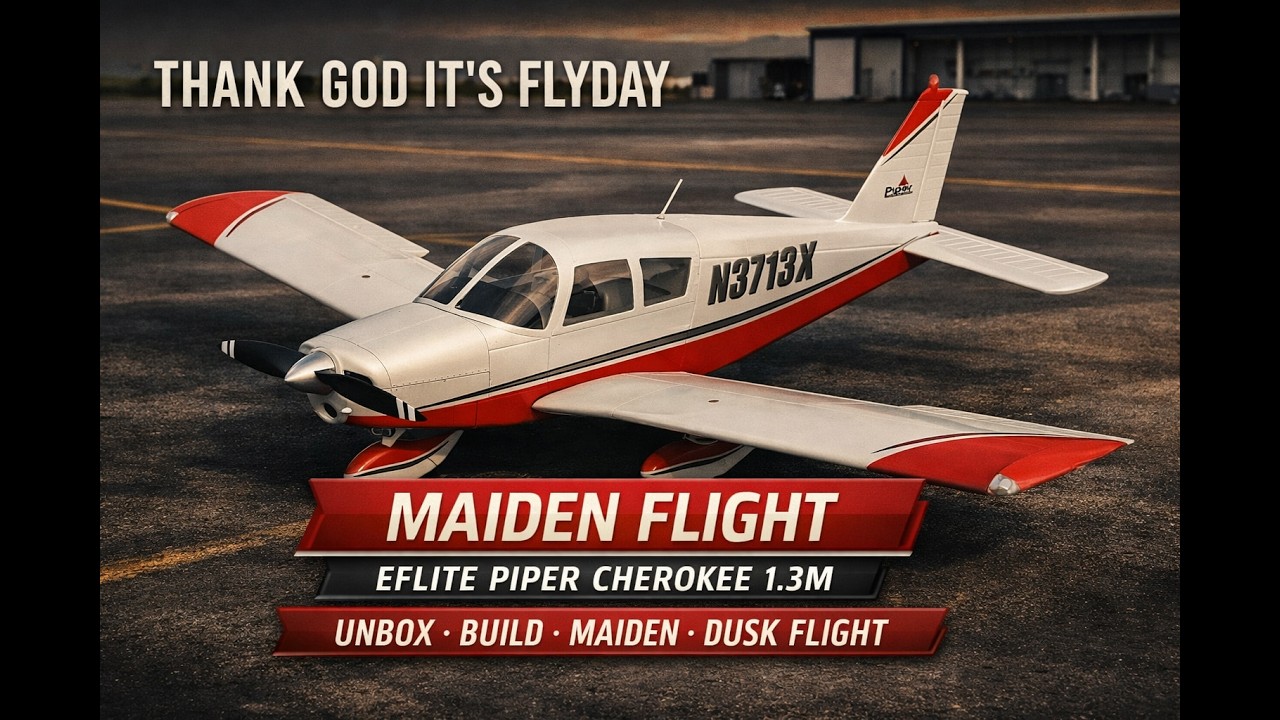 #eflite  Piper Cherokee 1.3m - Unbox, Quick Build, Maiden & Dusk Flights #horizonhobby