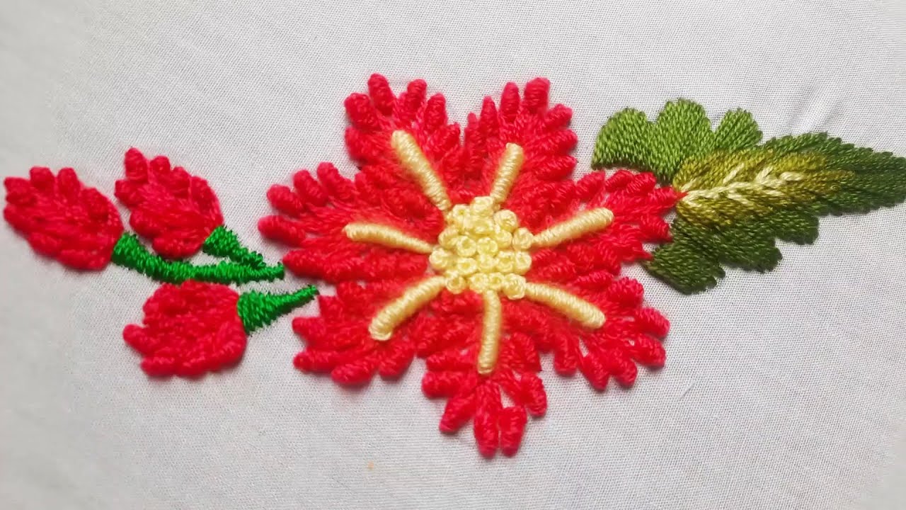 Hand Embroidery Beautiful Flower Design | Stitch and Flower