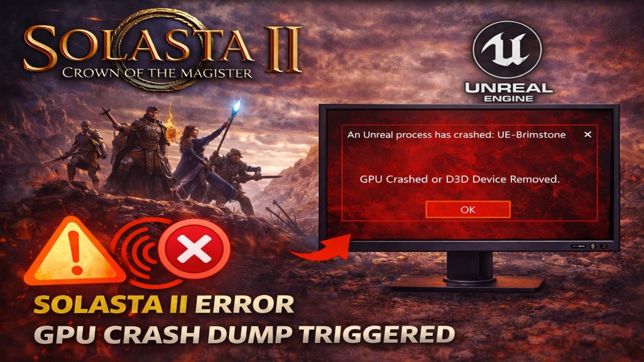 Исправлена ​​ошибка Solasta II: «Процесс Unreal завершился с ошибкой UE Brimstone GPU Crash Dump ...