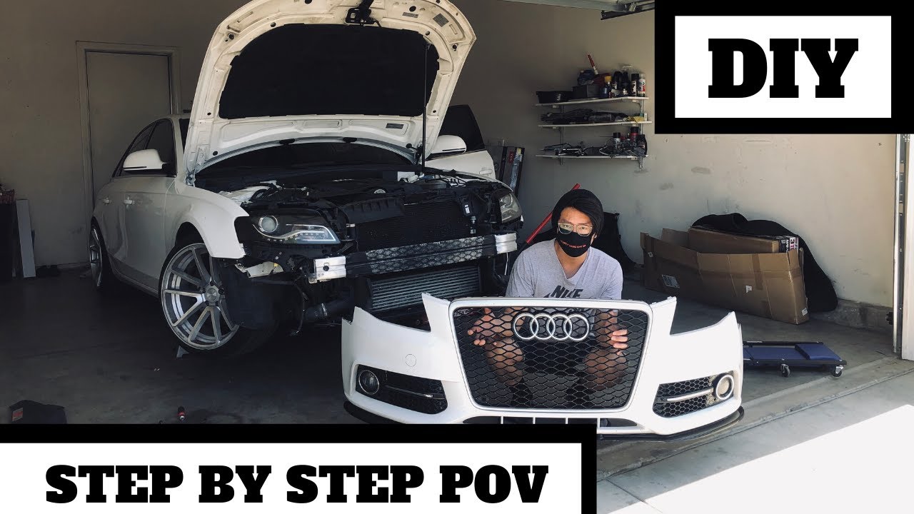 DIY: HOW TO REMOVE Audi A4 FRONT BUMPER + CRASH BAR PAINT JOB