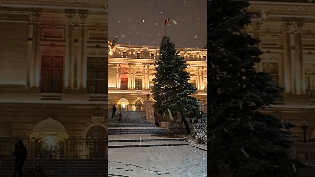FIRST SNOW in BUCHAREST 2026 | Night Snowfall