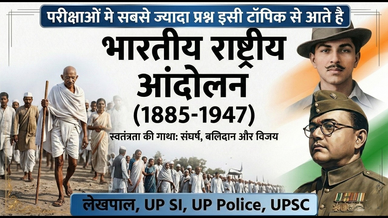 भारतीय राष्ट्रीय आंदोलन (1885-1947) Complete One Shot | Indian National Movement | Modern History |