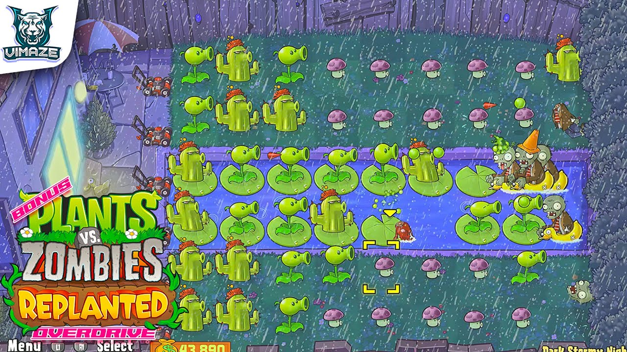 Plants vs. Zombies: Replanted - Bonus Level Overdrive Dark Stormy Night Gameplay (4K) Part 20
