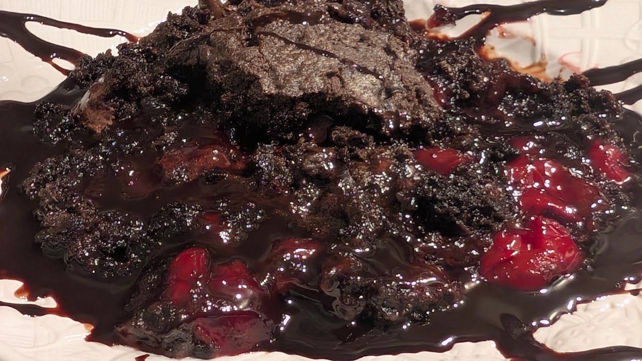 Dark Chocolate Cherry Fudge Dump Cake 