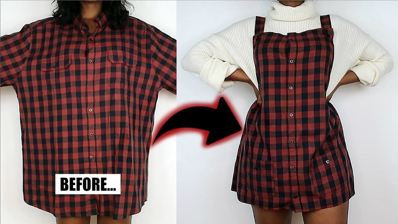 DIY Plaid Overall Dress From a Men's Shirt
