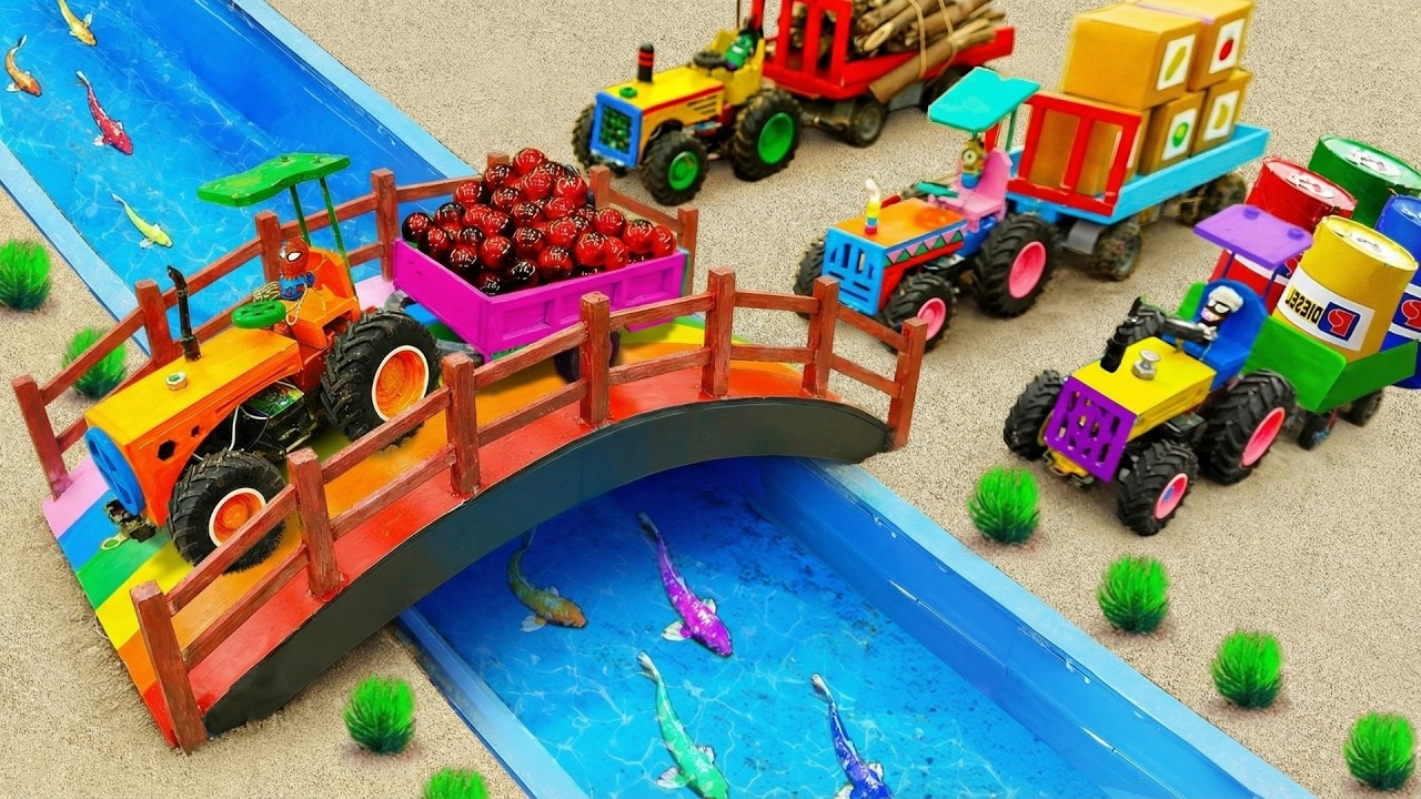 DIY Mini Tractor | Building a Rainbow Arch Bridge Across the River | Fun Science Project