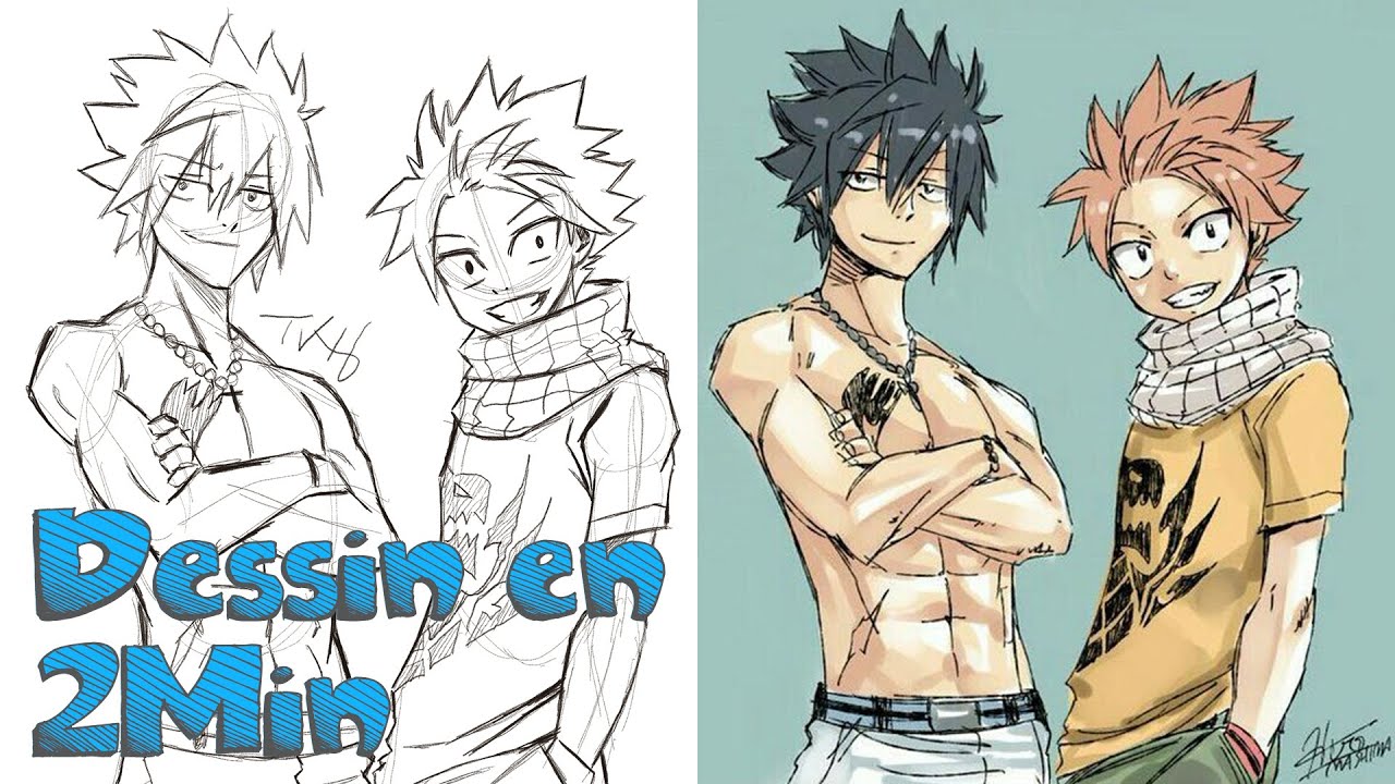 Dessin en 2 min: Natsu Dragnir et Grey Fullbuster - Fairy Tail