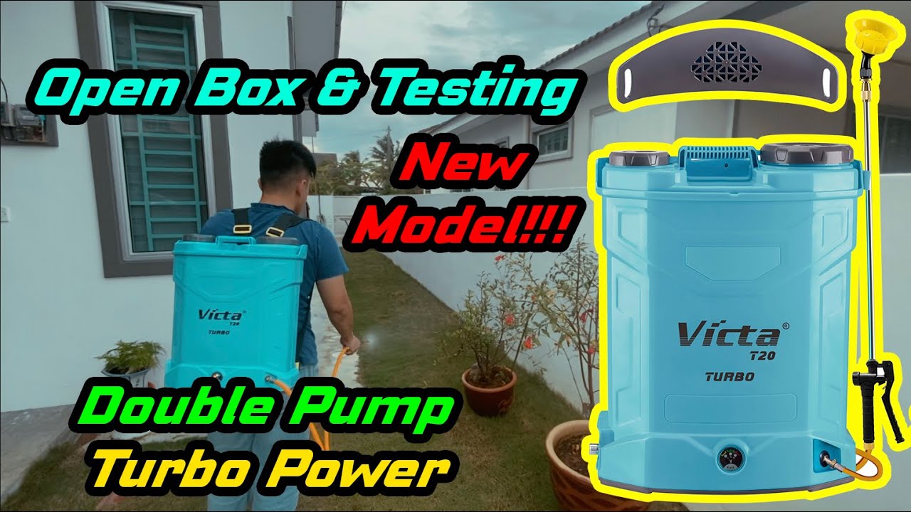 Victa Double Pump Battery Sprayer T20 Turbo Open Box and Testing Pump Racun Battery