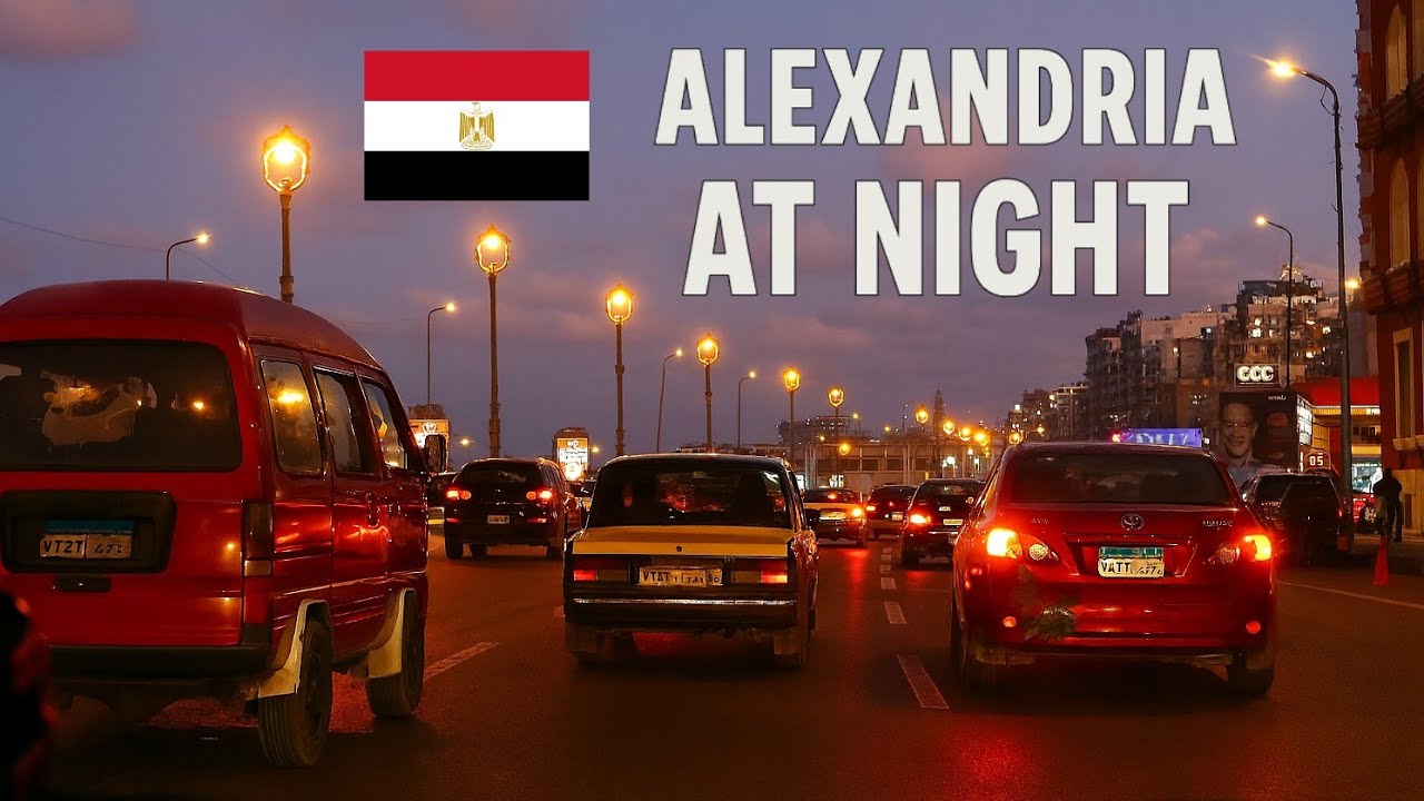 Alexandria, Egypt at Night | Driving Tour with ASMR Traffic Sounds