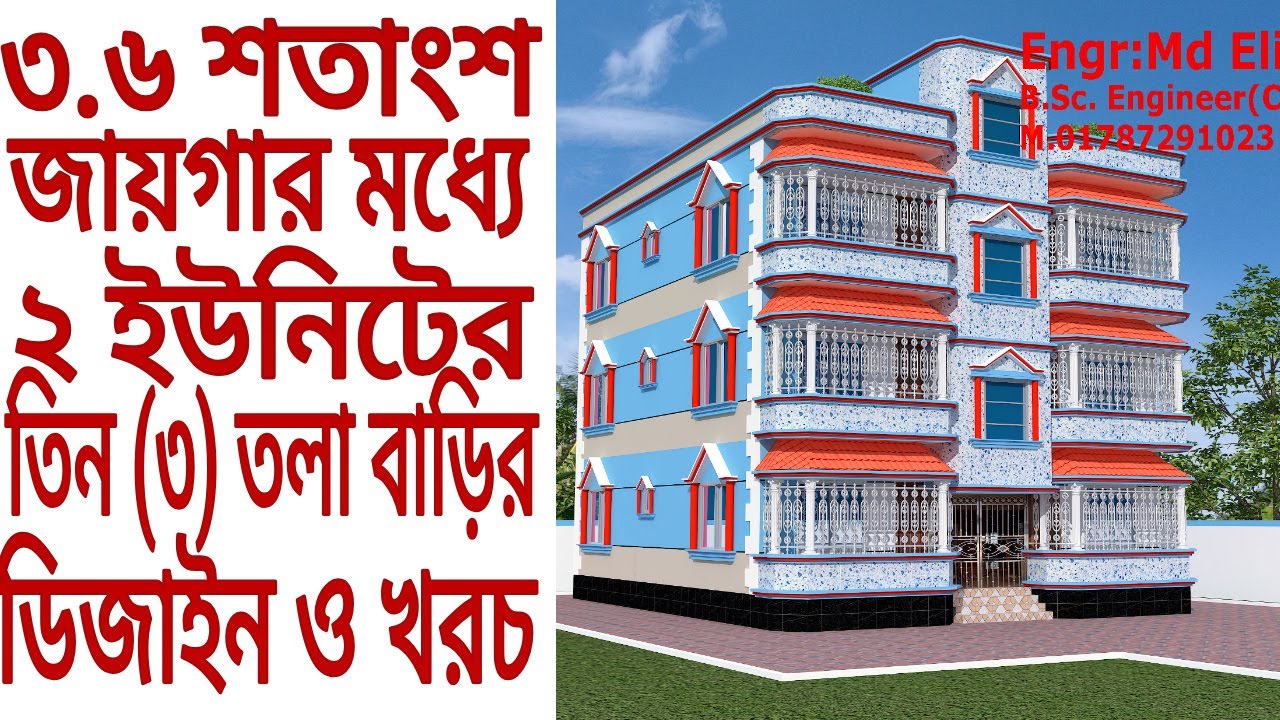 ১৫৭৪ স্কয়ারফিট জায়গায় ২ ইউনিটের ৩ তলা বাড়ির ডিজাইন #duplex #বাড়ি #নকশা #house #home #houseplans