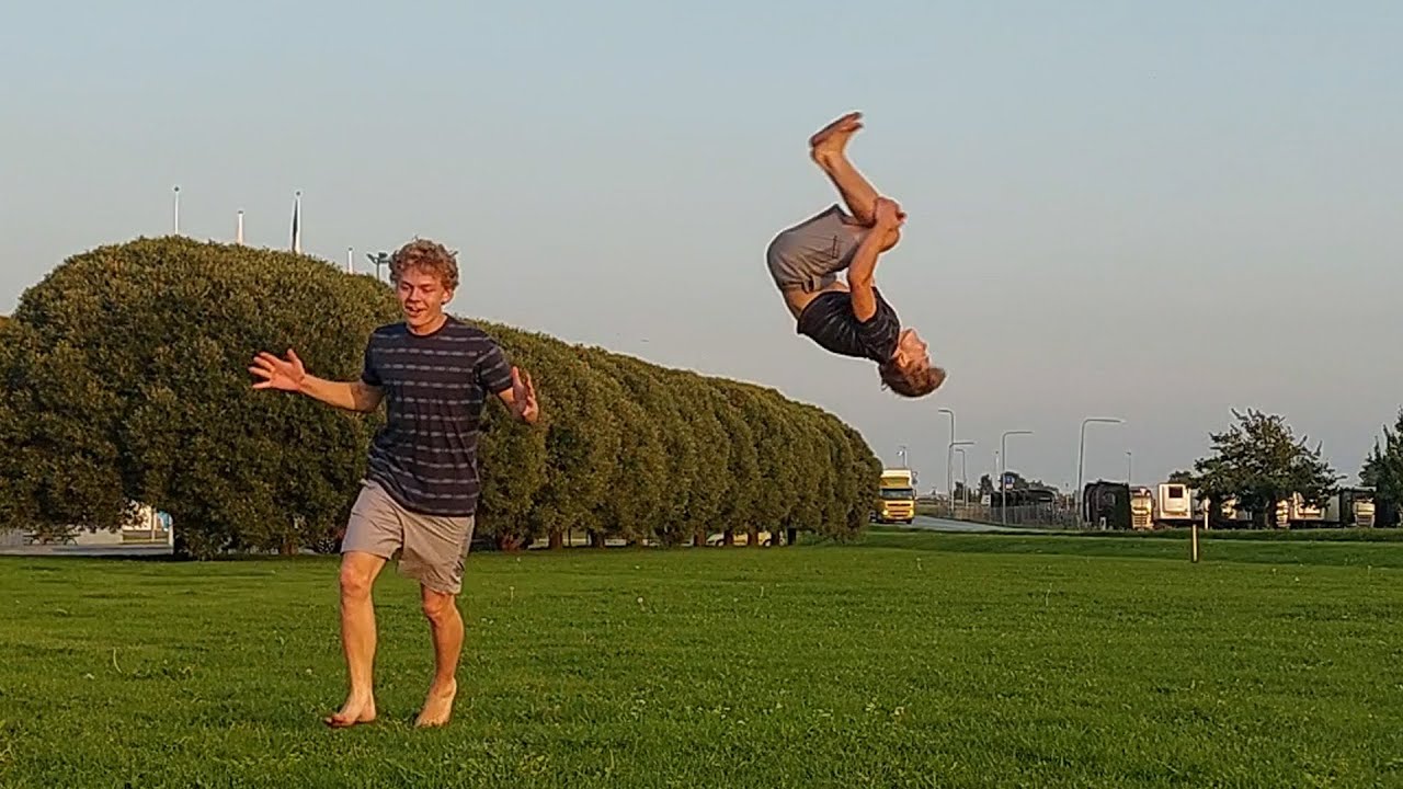 Landing Double Backflip on Grass