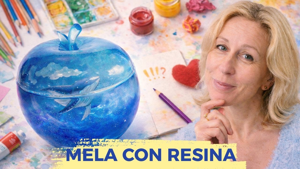 Resina epossidica creativa: una mela con balena e nuvole | Tutorial