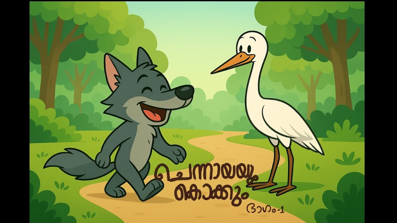 ചെന്നായയും കൊക്കും ഭാഗം - 1 | കുട്ടികൾക്കായുള്ള മലയാളം കഥ | Malayalam Moral Story for Kids