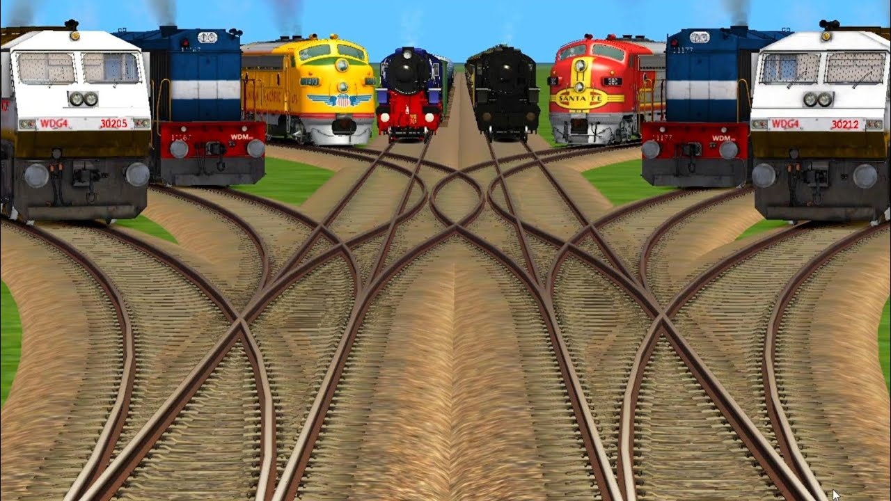 Eight Trains Passing By Bumpy Railroad Tracks Risky Railraod Tracks @Trainscrossing001