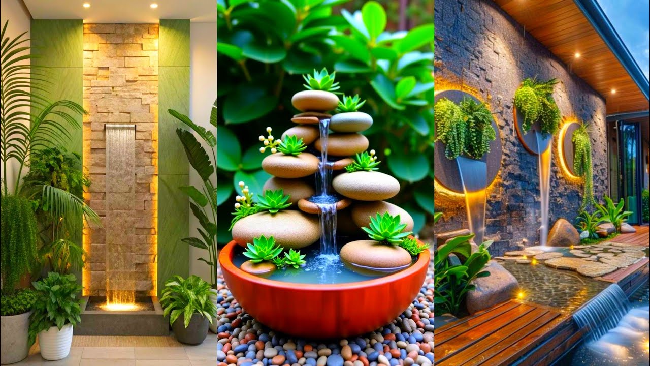 Waterfall Features Home Decor | Waterfall Fountain Backyard Garden Design|Pond Cement Waterfall Wall