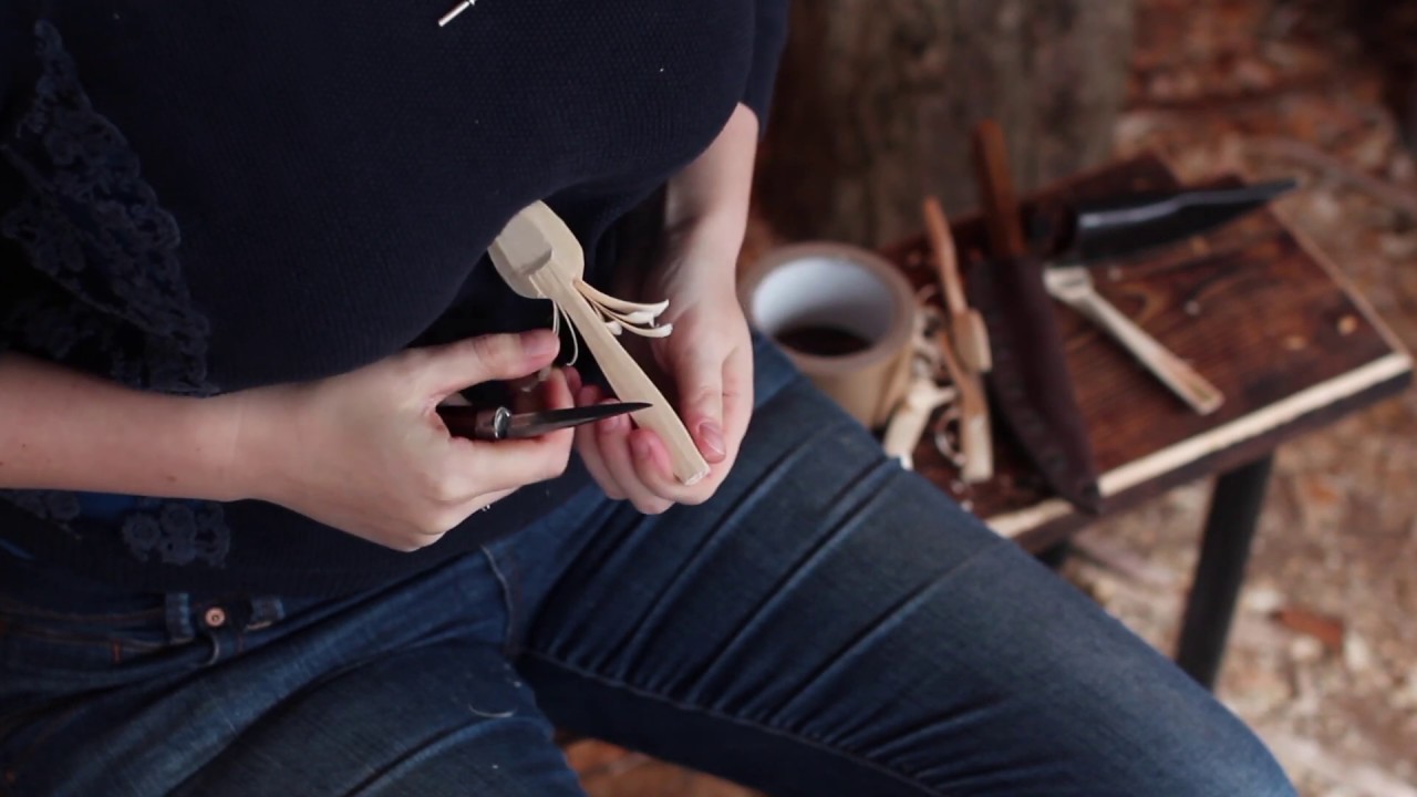 Carving a teaspoon with a straight knife - spoon carving with JoJo Wood - pt 2