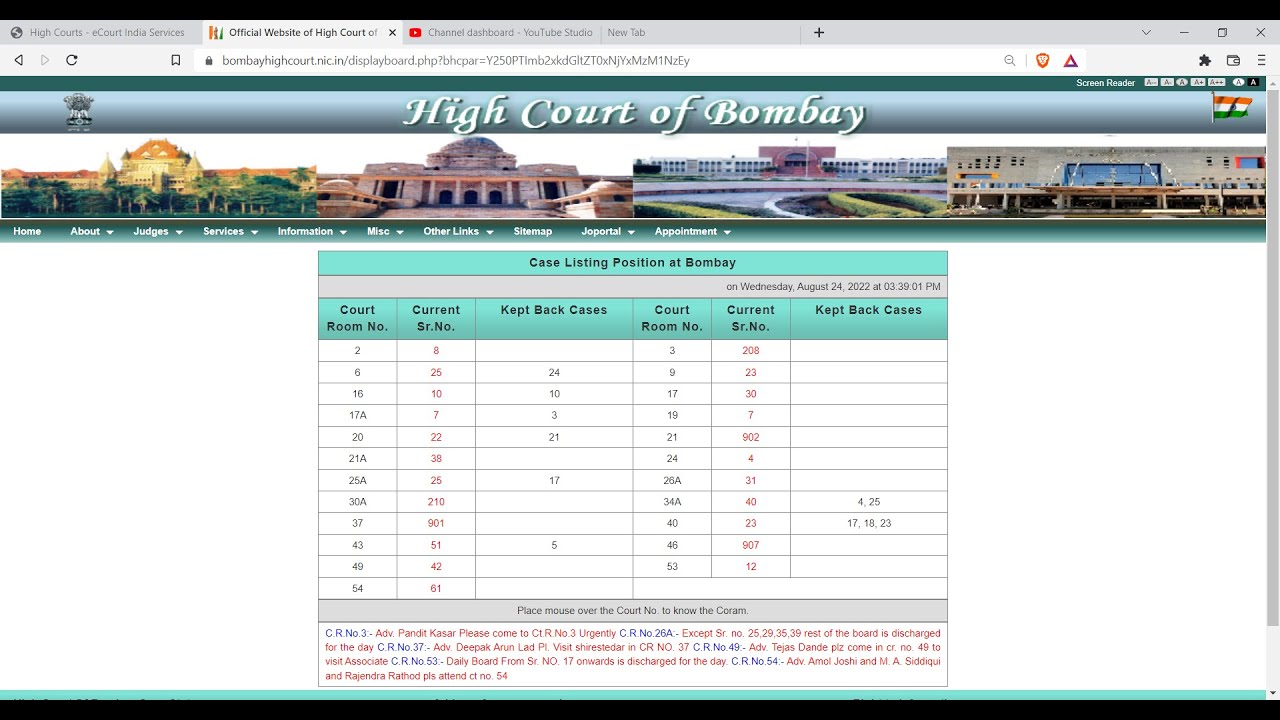 How to check online status court case (Display Board) ?