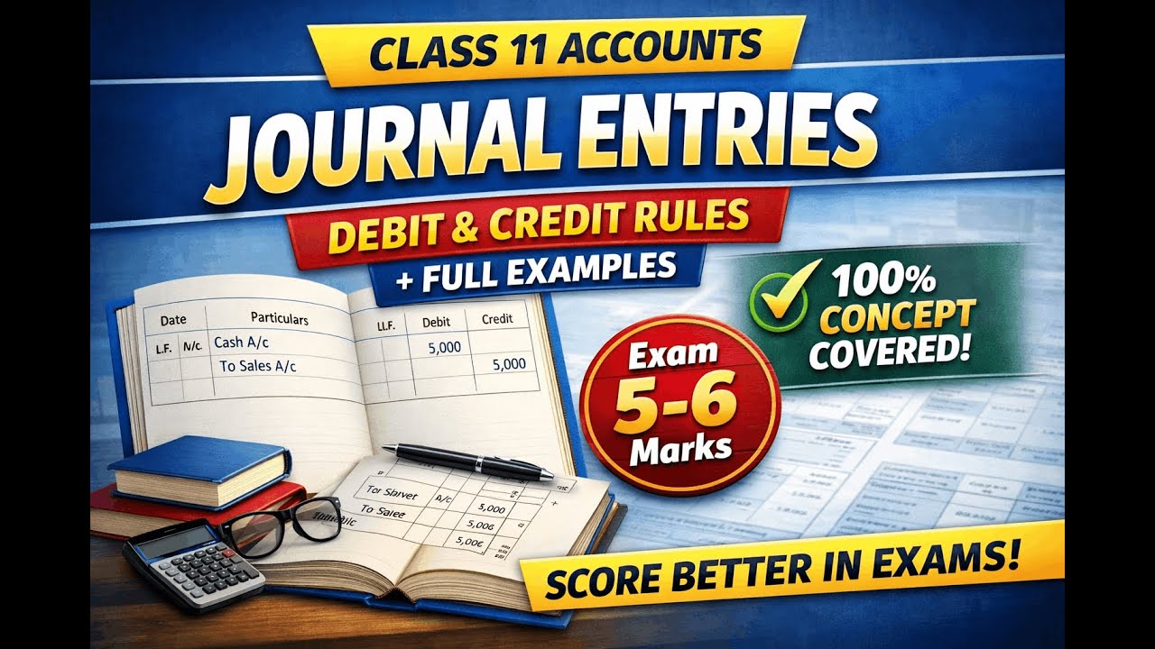 Chapter 8 - Journal Entries Part 1 – Class 11 Accounts |5 -6 Marks | 100% illustration