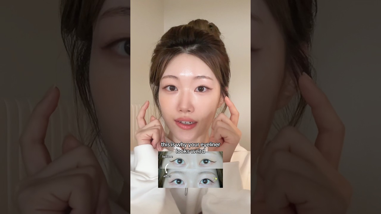 This is why your eyeliner looks weird!! Three tips that all Korean girls do🩷#shorts