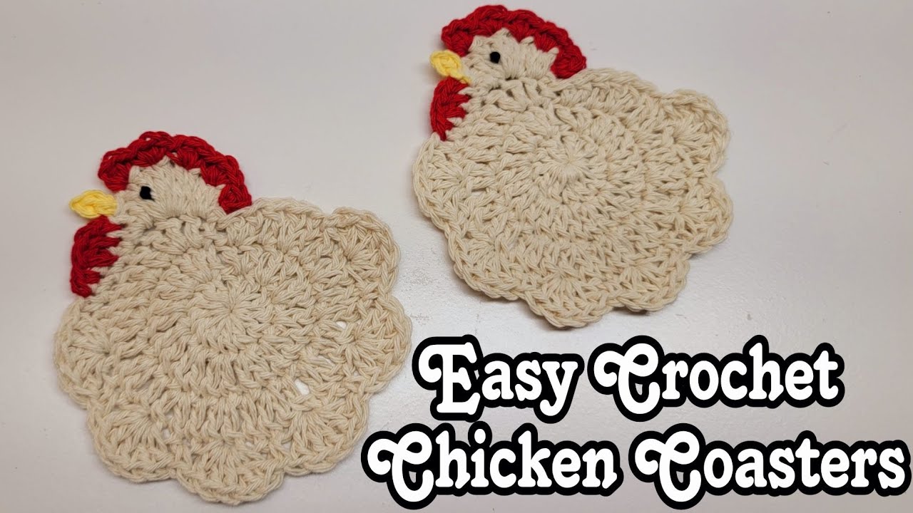 EASY Crochet Chicken Coaster Tutorial For Beginners
