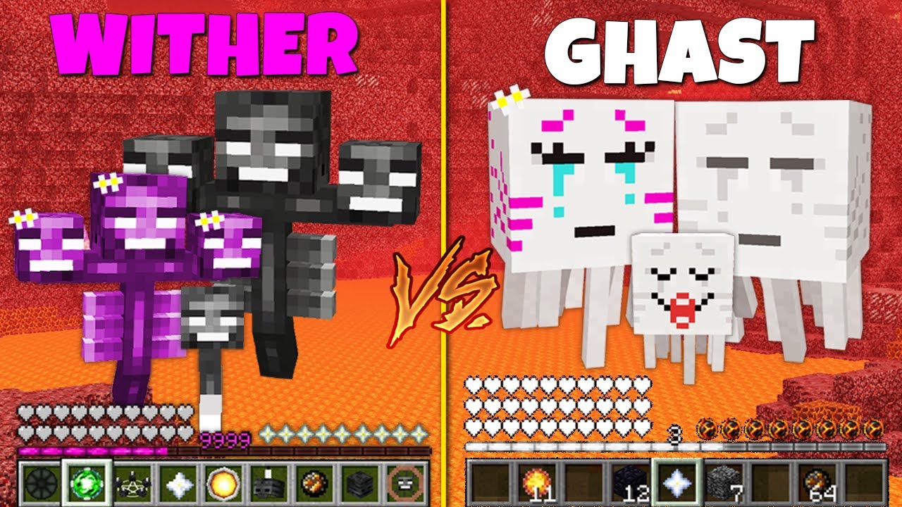 GHAST FAMILY vs WITHER FAMILY BATTLE IN MINECRAFT / How To Play