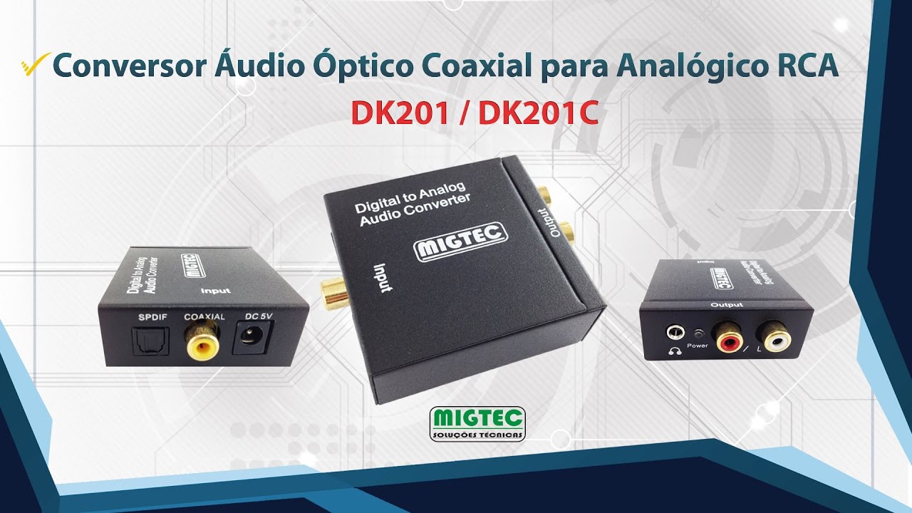 Conversor de Áudio Óptico Coaxial para Analógico RCA -  DK201, DK201C #01
