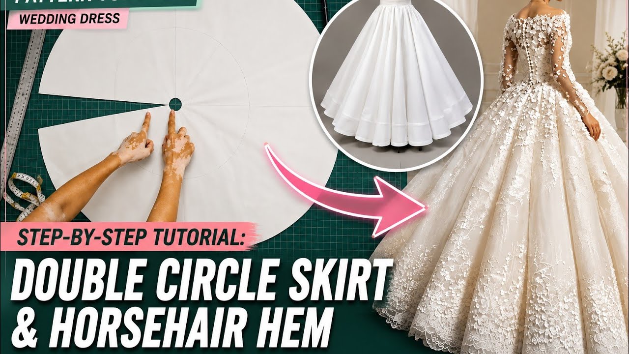 Step-by-Step Tutorial: Double Circle Skirt and Horsehair Hem | Falda Circular | Sewing Tutorial