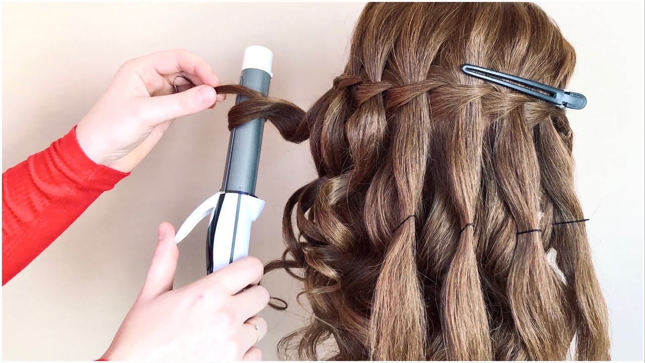 Простая и Красивая Прическа. Водопад с локонами. Waterfall Braid. Holiday Hairstyle