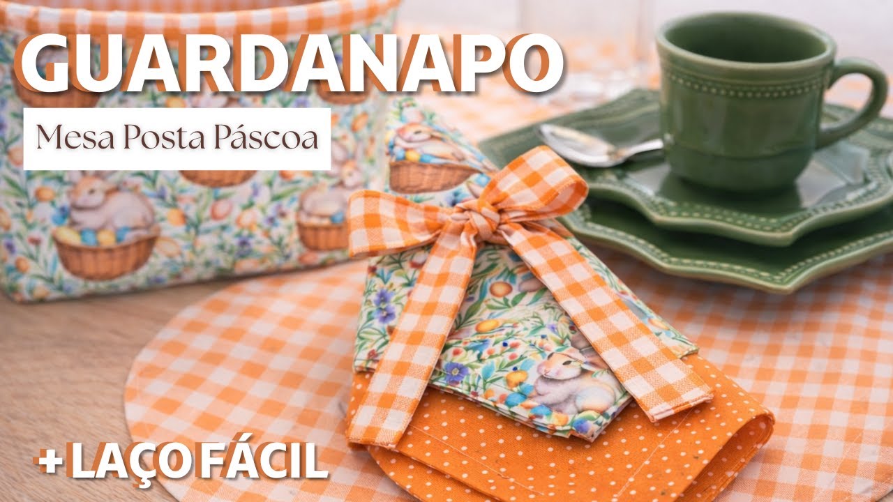 Mesa Posta de Páscoa: Guardanapo com Laço Fácil