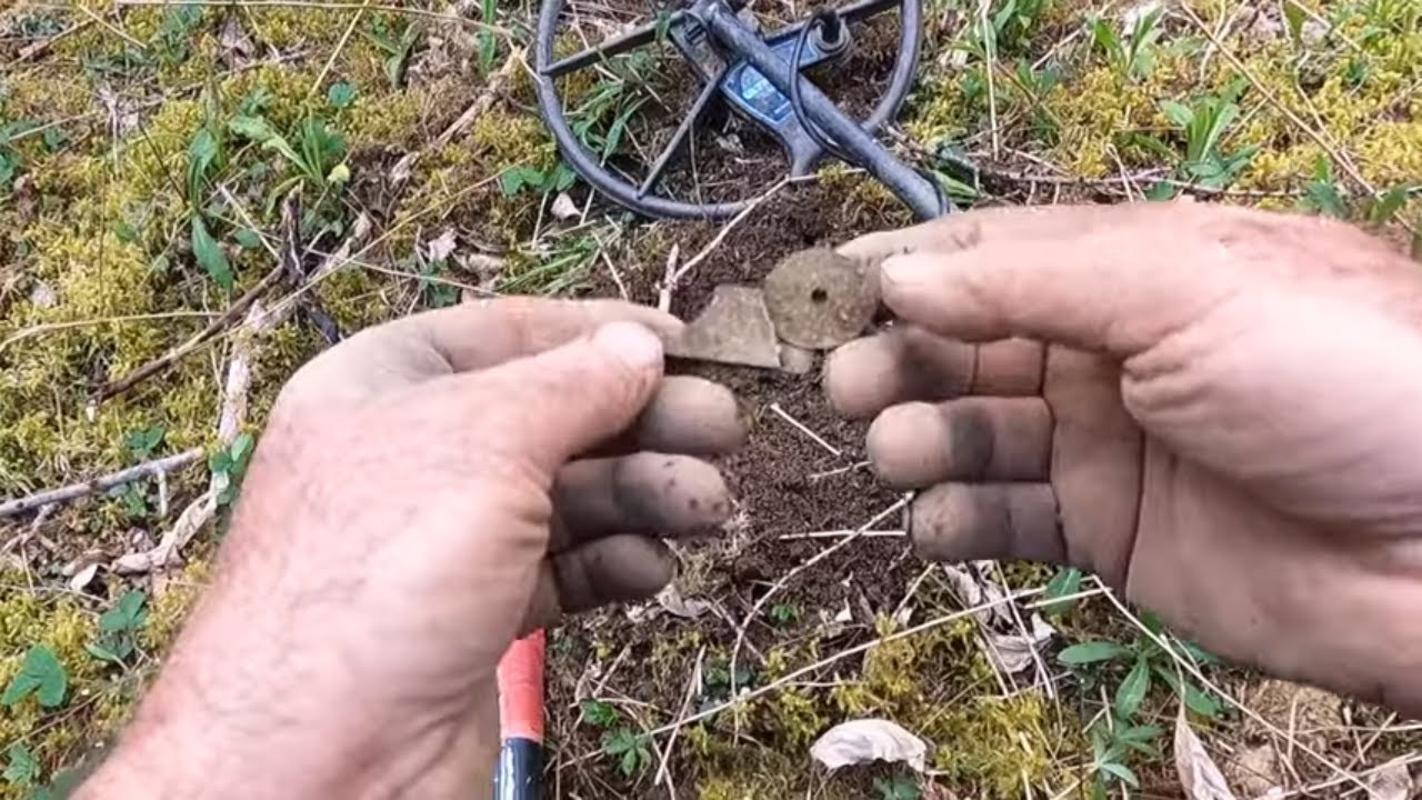 Metal Detecting Maine Cellar Holes : Weird Coin Spill, Silver And A Gold Gild Button