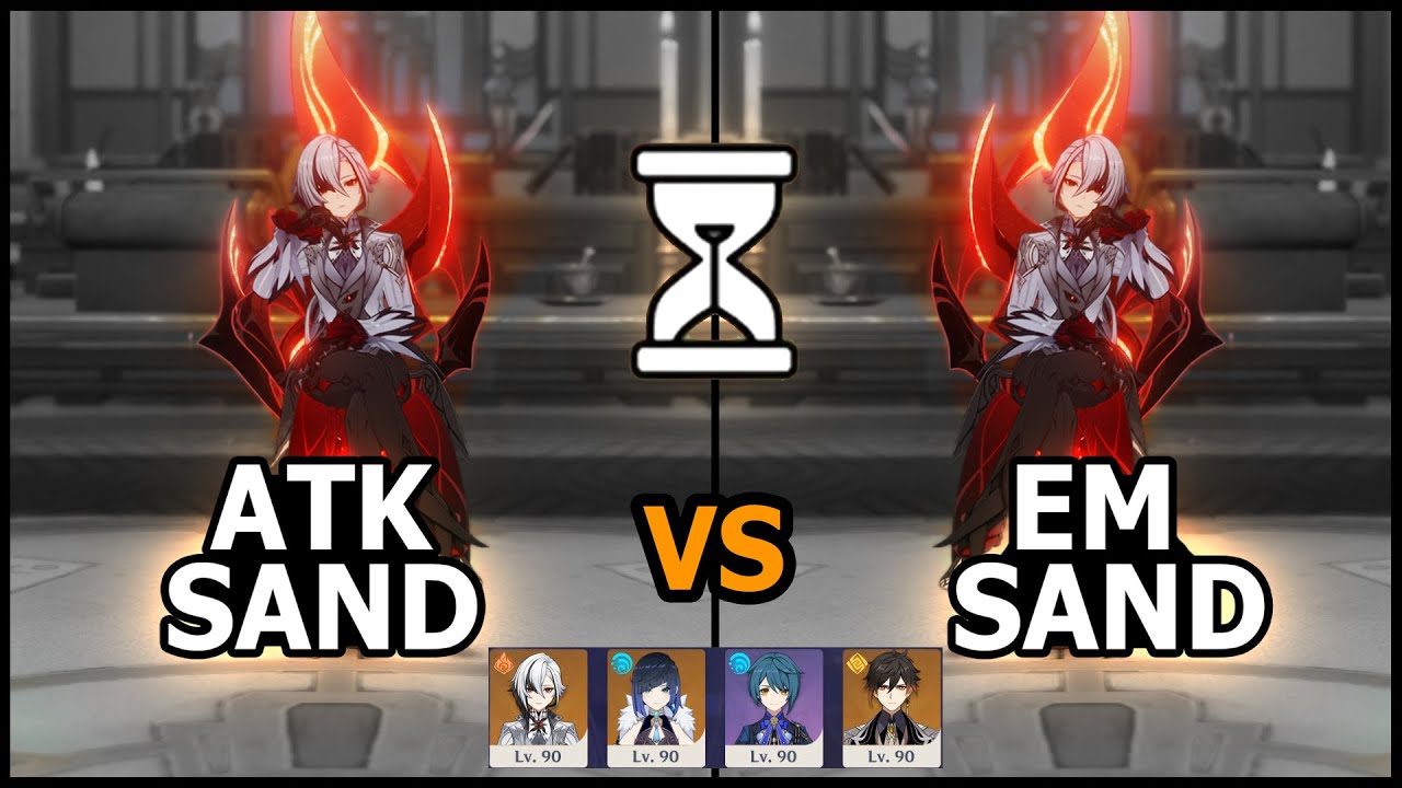 C0 Arlecchino ATK Sand vs EM Sand DMG Comparison Showcase | Genshin Impact