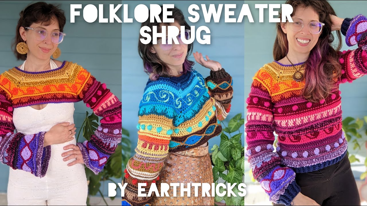 Folklore Sweater Shrug / Crochet Pattern By EarthTricks